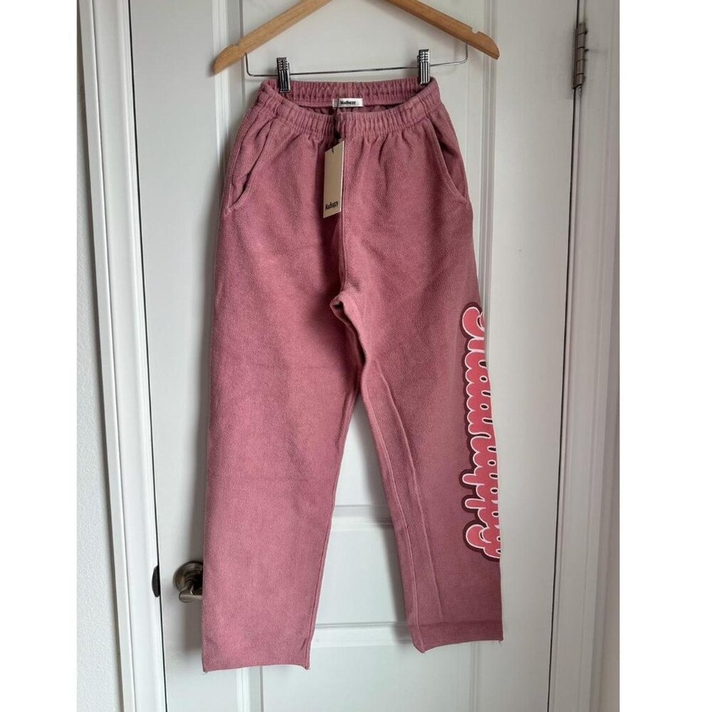 Madhappy Mauve Pink Bubblegum Logo French Terry Sweatpants in Mauve Pink, Small - Picture 1 of 5